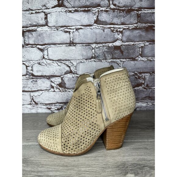 Rag & Bone Margot Tan Beige Suede Dual Zip Perforated Boots Booties Women 36.5EU - Picture 15 of 16
